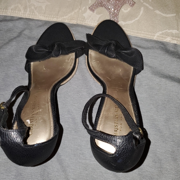 05-Christian Siriano for Payless heels sandals bow ankle strap black weaved edge - Picture 9 of 13